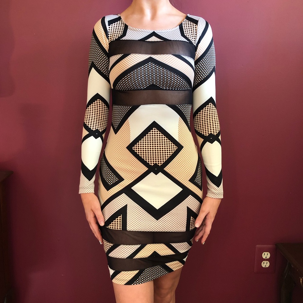 Womens stretchable bodycon dress w/ mesh openings